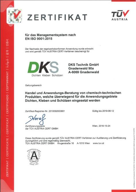 Zertifikat ISO9001:2016